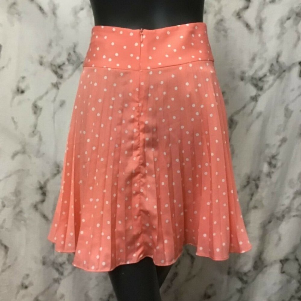 REVIEW Pleated Coral White Polka Dot High Waisted Skirt - Picture 4 of 6